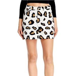 Bloomingdale’s Sunset Spring Leopard Denim Skirt